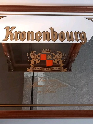 Bar Kronenbourg mirror used, dimensions 68cm x 55cm