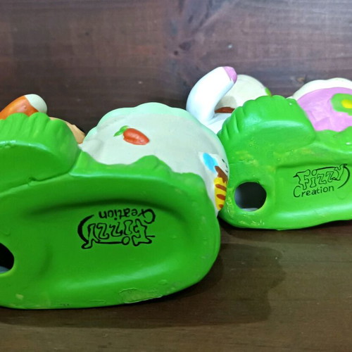 Ceramic children's egg holders rabbit and cow new, set of 2