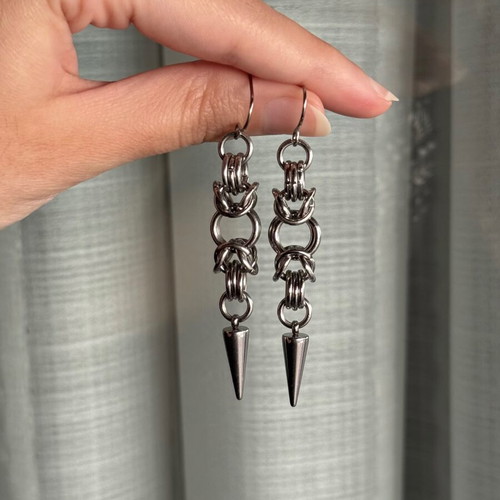 Chainmail earrings new, handmade stainless steel silver