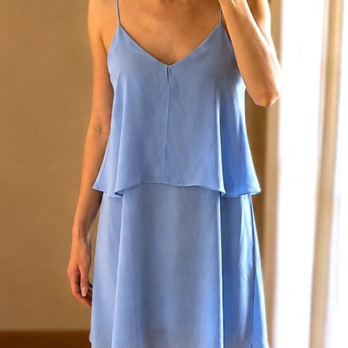 Mango light blue turquoise layered summer dress, size M