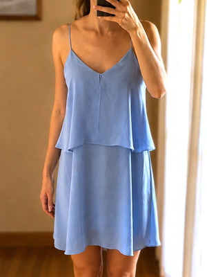 Mango light blue turquoise layered summer dress, size M