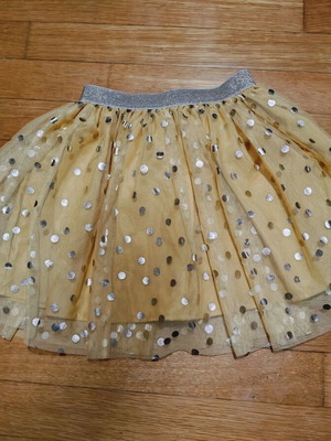 H&M tulle skirt yellow with silver polka dots like new for ages 6-8