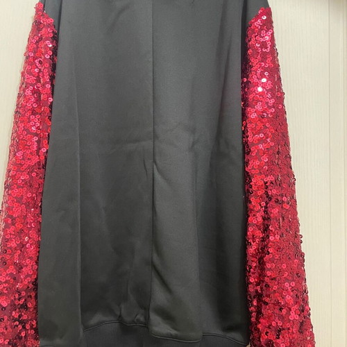 Sweatshirt with design and red sequin sleeves used