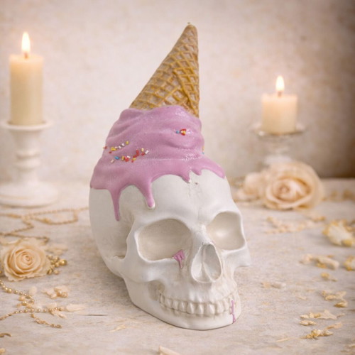 Decorative Gothic Skull new with 'Melted Ice Cream' Design