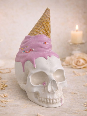 Decorative Gothic Skull new with 'Melted Ice Cream' Design