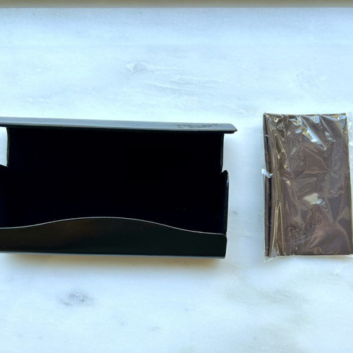 Persol leather hard glasses case black new with cleaning cloth