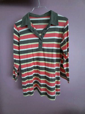 Women's striped polo Marks & Spencer 3/4 sleeve like new, size M