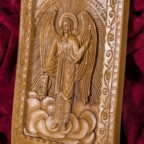 Guardian Angel image made of wax, mastic and incense