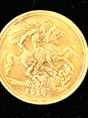 Gold-plated English Sovereign Coin 24K George I in Hard Case