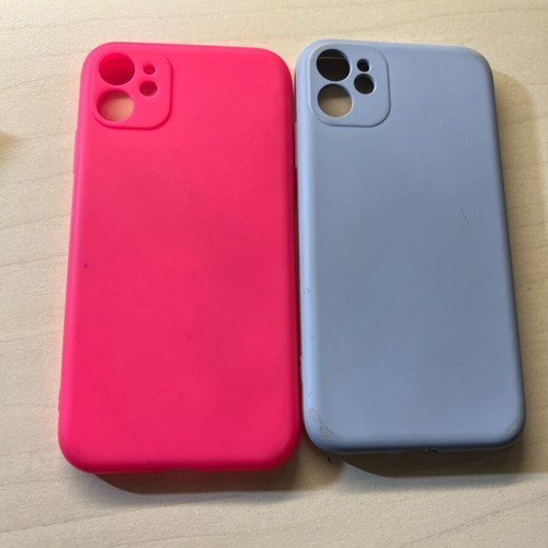 iPhone 11 cases used, fuchsia and blue, set of 2