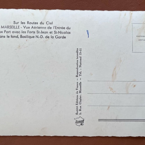 Καρτποστάλ αεροφωτογραφία 1950 παλιό λιμάνι Μασσαλίας αχρησιμοποίητη