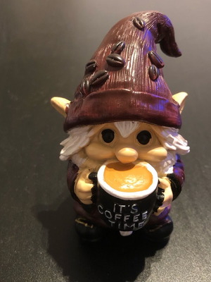Decorative gnome new with coffee cup