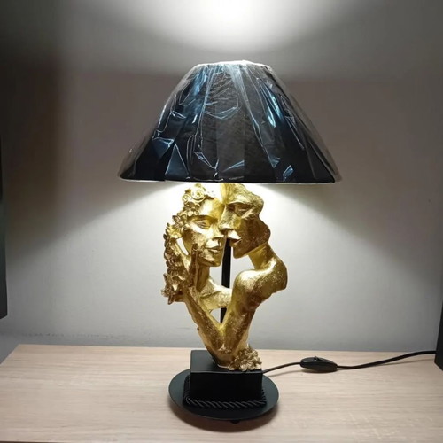 Art Deco lamp new with gold figurine