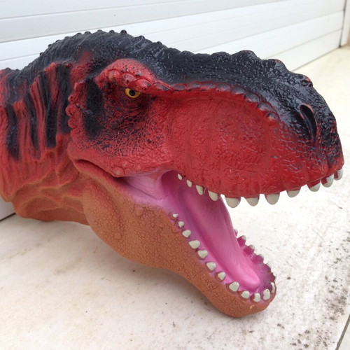 Realistic latex puppet head T-Rex red like new