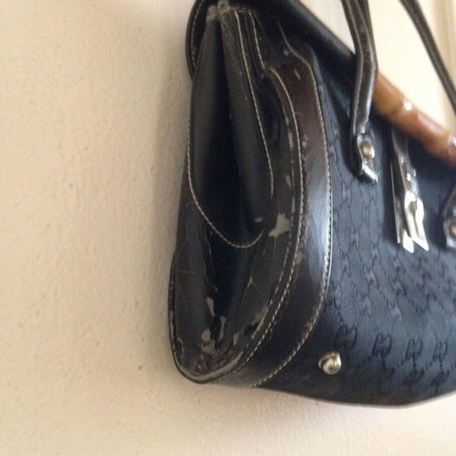 Women's shoulder bag used, black with wear