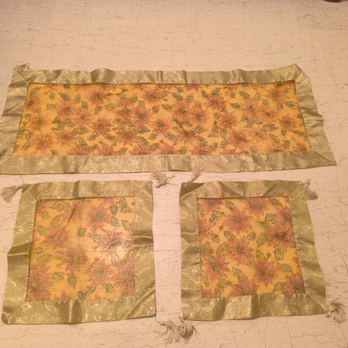Polyester table runners set used, 3 pieces