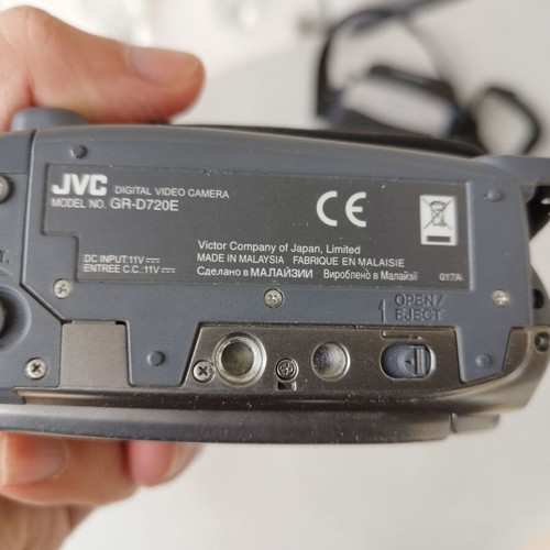 JVC GR-D725E digital video camera used with charger and case