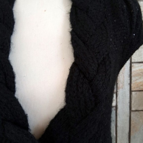 Black knitted mini dress like new with cable knit collar and sequins