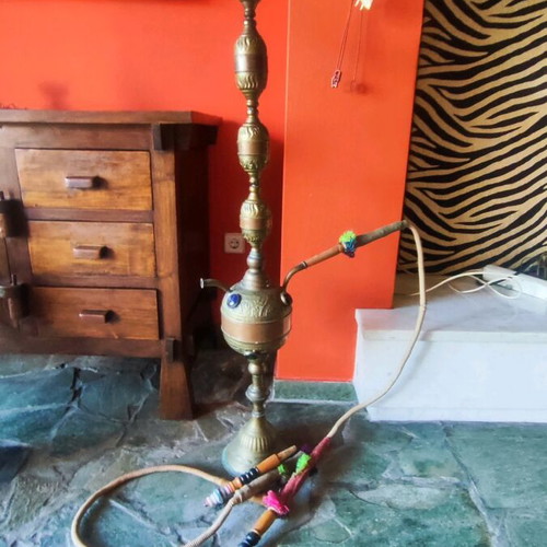 Hookah 1.20m Egyptian copper and bronze used, 1990