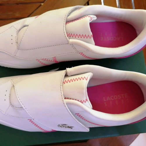 Lacoste Дамски Кожени Обувки Номер 39 Бели с Фуксия Детайли Нови