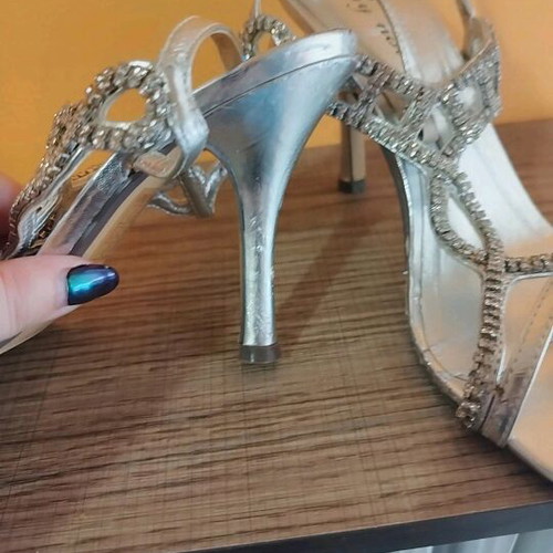 Silver sandals with rhinestones size 36 used, Why Not brand