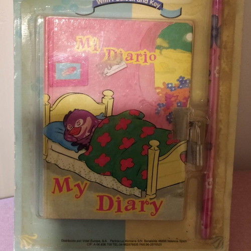 Diary with padlock and pencil, new, vintage