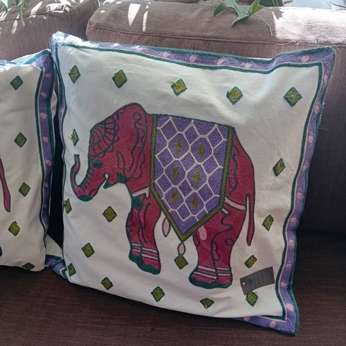 Cotton embroidered sofa pillowcases 45×45 cm new, set of 2