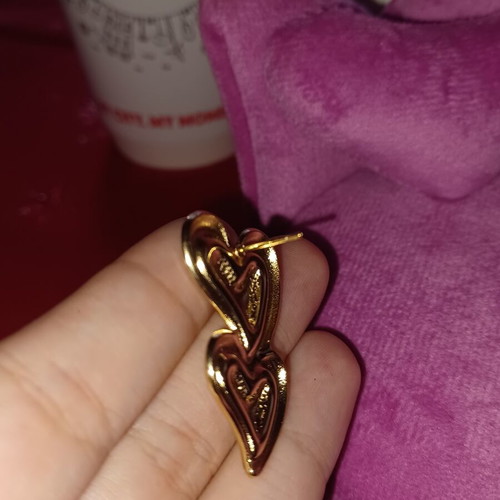 Double Heart Earrings like new, gold and white