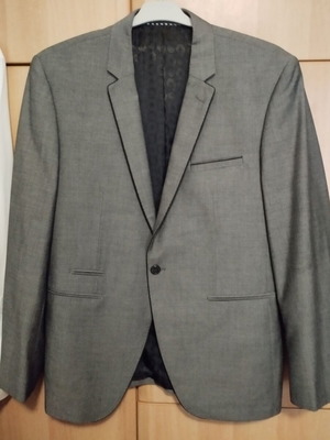 Men's gray jacket like new with black piping