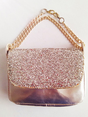 Τσαντάκι clutch μεταχειρισμένο χρυσαφί με glitter