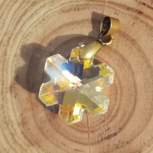 Silver necklace 925 with gold-plated crystal pendant like new