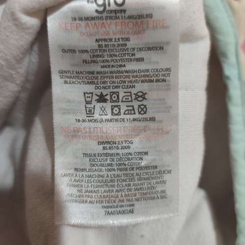 Grobag sleeping bag 18-36 months 2.5 tog like new