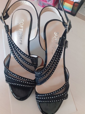Soft Space black high-heeled sandals new, size 35