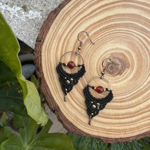 Macrame earrings new, handmade black
