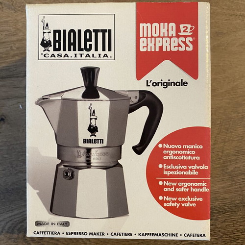 Bialetti Moka Express 2 Cup like new with box and manual