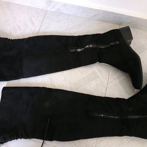 Black Suede Over The Knee Boots Size 38 like new