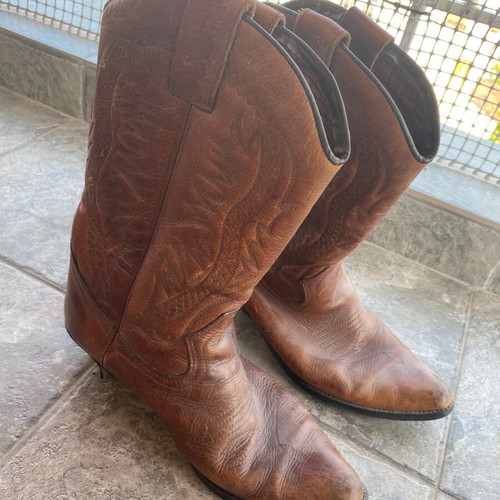 Kentuckys Western leather boots used, size 42, brown vintage