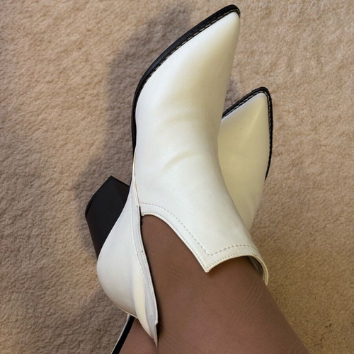 White ankle boots with side openings, brand new