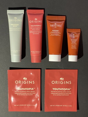 Origins GinZing Energizing Gel Cream 20ml, Youthtopia Apple Face Cream 18ml, Retexturing Mask 15ml