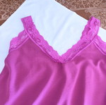 Women's top blouse with lace straps, magenta