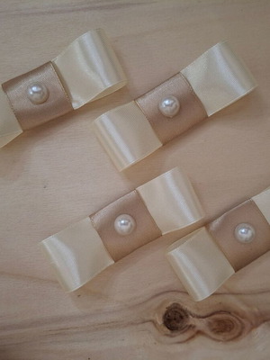 Satin bows with pearl for wedding favors, pack of 50