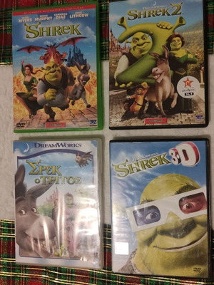 Shrek DVD movies used, set of 4, Dreamworks, dubbed