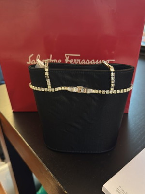 Ferragamo black hand bag with strass used