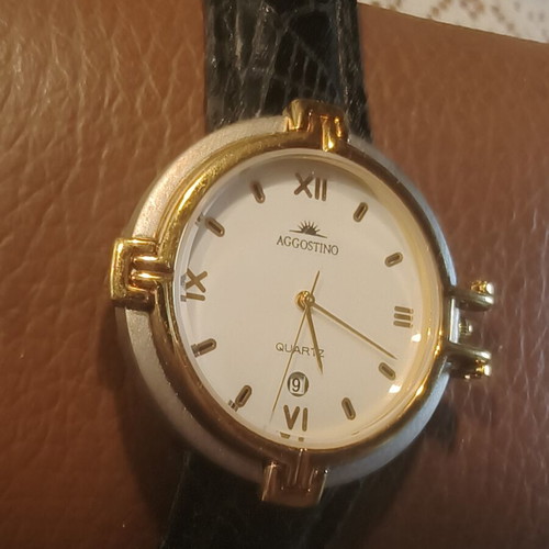 Aggostino Vintage Quartz Watch, Two-Tone, Date Display
