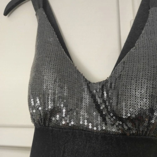 Velvet evening top with sequins, like new, gray and silver, size M