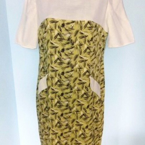 Burda dress used, vintage green combined, XL-2XL