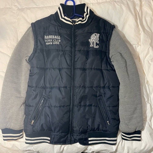 College Jacket Mandarino used, gray and blue, size Medium