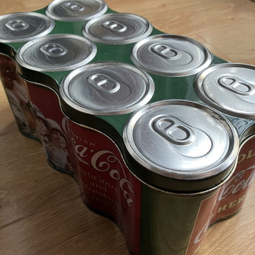 Coca-Cola Collectible Metal Tin Like New, Retro Design for 8 Cans