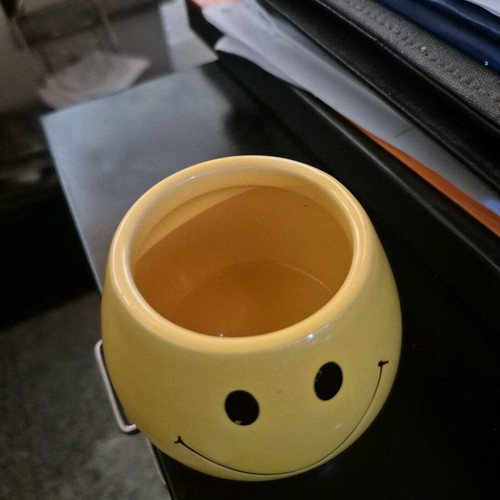 Ceramic Smiley pot yellow like new