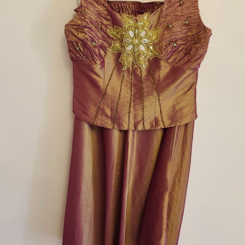 Evening dress set, gold and brown, size L